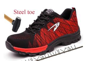 QINHUIZE Breathable Mesh Outdoor Mens Industrial & Construction Steel Toe Work Shoes Men Military Army Safety Boots Shoes Puncture Proof