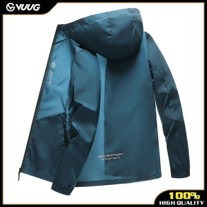 VUUG Mens long sleeved sunscreen coat UV resistant jacket fishing hooded thin jacket for men and women