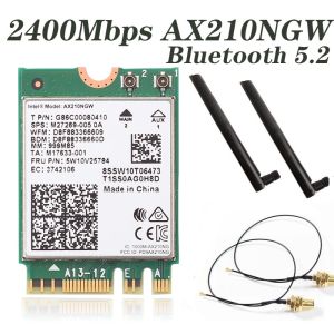 Intel Wifi Card WiFi 6E AX210NGW AX210 2400Mbps+574Mbps Bluetooth 5.2 802.11ax Dual Band 2.4G/5Ghz Adapter with 6Dbi Antenna Desktop Kit