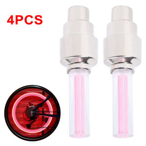 2/4ชิ้นจักรยาน LED ฝาครอบวาล์วแสงล้อไฟแฟลช/รถจักรยานยนต์จักรยานแสงนีออนวาล์วตกแต่งโคมไฟเตือนความปลอดภัยพูดแสงแฟลช