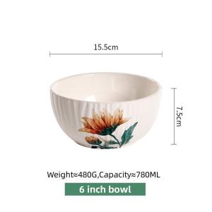 OMK American Style Sunflower Design Series Ceramic 6 inch bowl 780ML