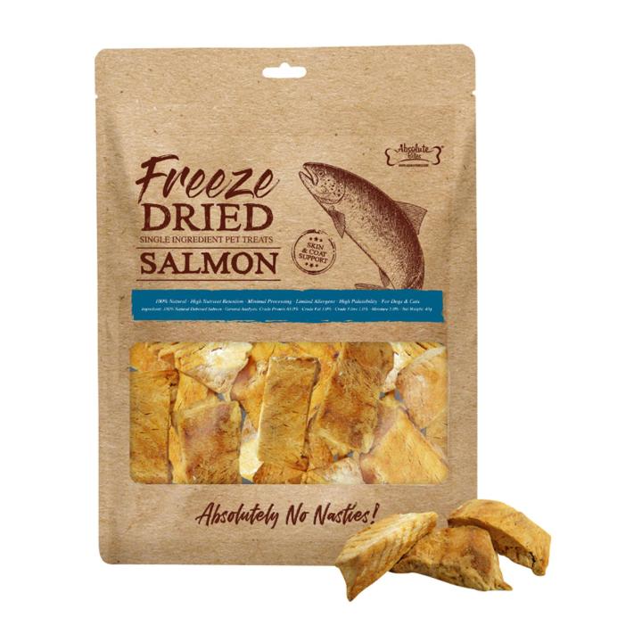 Absolute Bites Single Ingredient Freeze Dried Treats For Cats And Dogs - Salmon (45G)