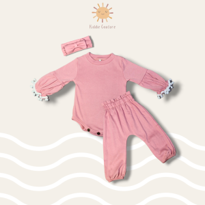Jumper Bayi Set Perempuan 3in1 Celana Bandana 0-12 Bulan