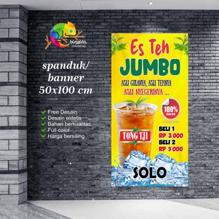 Spanduk 50x100 Banner Es Teh Jumbo Solo Custom Desain 