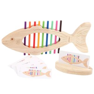 JURHOMIE Wooden Montessori Toys Color Sort Fish Shape Parent-child Interactive Toy  Fine Training Puzzle Toy