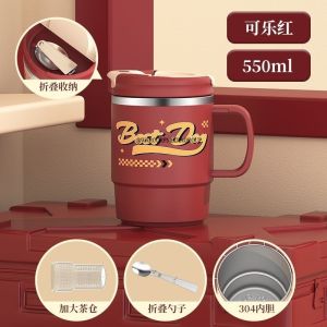 WMEDIA Coffe Cup + Sendok / Mug Stainless 304 Anti Karat 304 / Gelas Stainless 304
