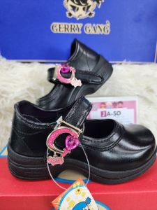 รองเท้านักเรียนหญิง สีดำ Gerry Gang เกิร์ลลี่แก๊ง รุ่นG6607 ไซส์25-45 แบบแม่เหล็กกด หัวใจชมพูเพชร สินค้ารุ่นใหม่ พร้อมส่ง.