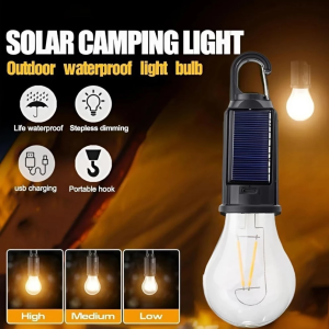 Đèn Bulb Led Treo Lều Solar Sạc Type C - Đèn Camping Năng Lượng Mặt Trời 3 Mức Sáng Chống Nước