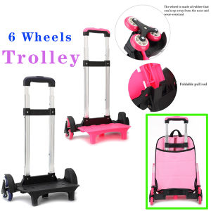 6 Wheels Backpacks Trolley Kid Trolley Expandable Rod Aluminum Alloy Pull Rod Bracket Roll Cart for Backpack / Luggage Bag / School Bag