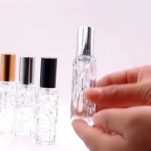 4 Colors Diamond Facet Mini Perfume Refillable Glass Bottle Travel Atomizer 10ml Alcohol Perfumes tin container 6 in 1