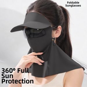 UNIITY Adjustable Full Face Sunscreen  Breathable With Sunglasses UV Resistant Hat  Ice Silk Sun Protection Face  for Cycling Outdoor