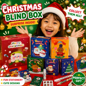 Christmas Surprise Blind Box School Students Stationery Pen Set Prize Childrens Christmas Lucky Blessing Boxes Kids Gifts