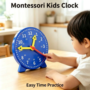 Children Montessori Clock Kids Learning Time Toys Round Clock Teaching Manual Hour Minute Second Colorful Toys Preschool Teaching