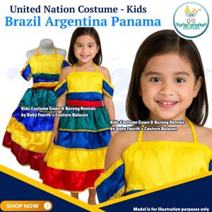 United Nation Brazil Argentina Panama Gown Dress for Kids Girl National Attire for UN Events