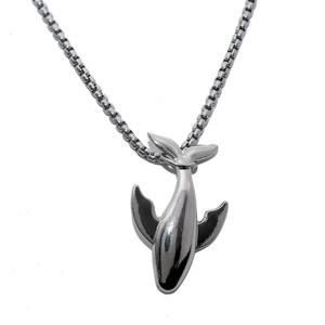Chic Whale Necklace Stainless Steel Pendant Necklace Sophisticated Sweater Chain Statement Necklace for Any Occasion