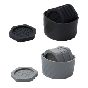 6Piece Silicones Cup Coaster Mats With Textured Grip And Organizers Case Included For Cups Pot Dishes Table Decors