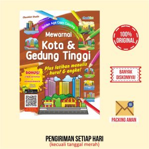 Buku Mewarnai Kota & Gedung Tinggi Bonus Stiker Aktivitas Anak