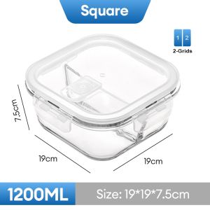 IUGA Borosilicate Glass Food Container Microwavable Food Storage Rectangular Food Keeper with Cover