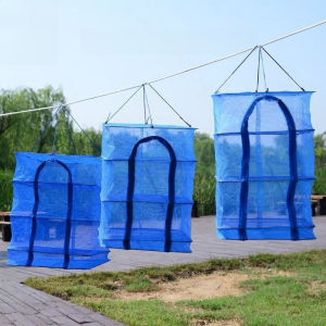 Foldable Hanging Drying Net Mitsushi Foldable 4 Layers Drying Net Fish Net Drying Rack Hanging Vegetable Fish Dishes Dryer Net