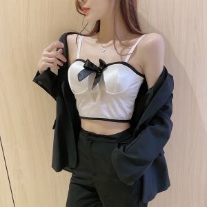 LadyLuxe - Tanktop Wanita Korea Model Pita Crop Top Wanita Bahan Satin Bra Tank Top Motif List BR199