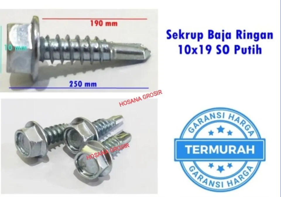 100 PCS SEKRUP BAJA RINGAN / BAUT BAJA RINGAN / SEKRUP ROOFING ...