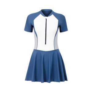 LYSEACIA M-5XL Pleated Beach Dresses Womens Swimsuit Short Sleeve One Piece Swim wear Outfit for Women Plus size Swimwear for Women Zipper Collar Sponge Chest Pads