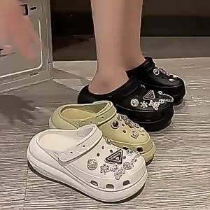 [Free Shipping] WomenS Thick-Soled Perforated Sandals For Outdoor Use Non-Slip Height-Increasing EVA Odor-Resistant Dual-Use Beach Sandals For Summer