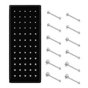 40pcs 2mm Crystal Rhinestone Nose Ring Bone Hypoallergenic Stud Stainless Steel Body Piercing Gift