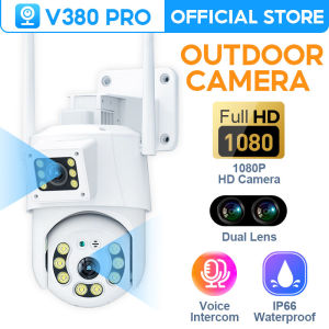 V380 Pro Q8 Plus HD 1080P Wireless Dual-Lens Outdoor IP Camera with Audio PTZ Control Night Vision IP66 Waterproof 360° Rotation