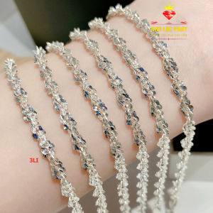 Lắc tay bạc nữ xi bạch kim kiểu xoắn hoa mai size từ 3 -10mm Lắc tay xoắn hoa mai bạc thật 950 mạ vàng trắng đẹp Vòng tay bạc nam nữ thiết kế thanh lịch và đẳng cấp - KIM LỘC PHÁT LXHM