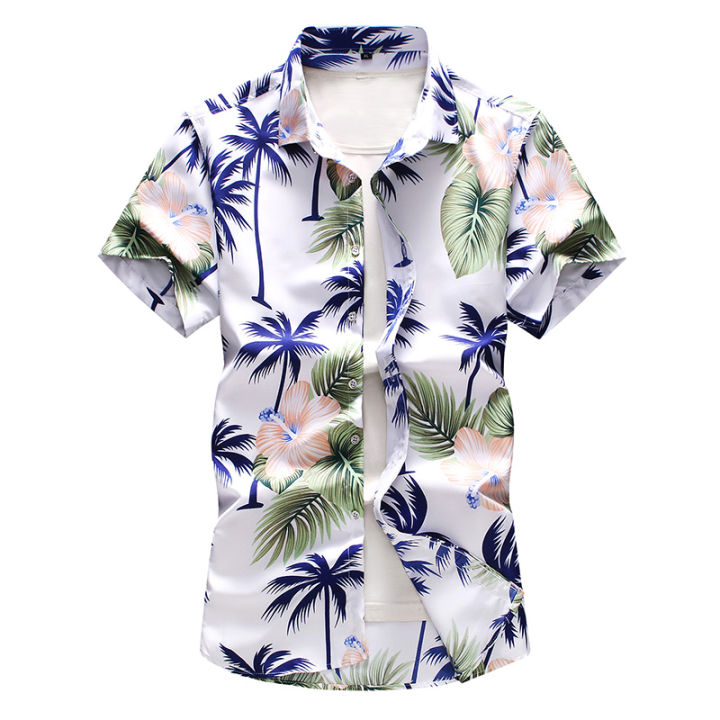 Mens Loose Printed Shorts And Shirts Mens Beach Shirts And Shorts Set Summer Casual Hawaiian Print