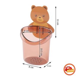 Combo 2 cốc Gấu Dán Tường Để Bàn Chải Đánh Răng Hình Gấu Có Lỗ Thoát Nước Tiện Lợi