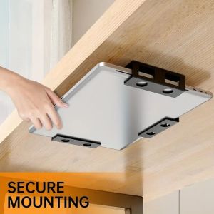 SEJUE4373 สีดำสีดำ ขายึดแล็ปท็อป การกระจายความร้อน ใต้โต๊ะทำงาน ที่เก็บคีย์บอร์ด ของขวัญสำหรับเด็ก ที่วางแล็ปท็อป ขาตั้งที่เก็บแล็ปท็อป แล็ปท็อป