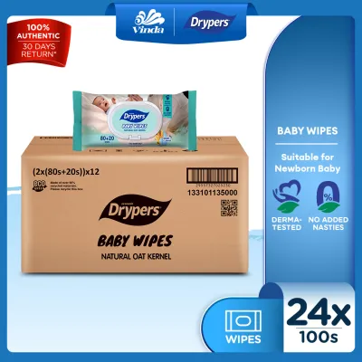 [Carton Deal] Drypers Oat Kernel Baby Wipes (24x100s) - Derma-tested & Safe For New Born