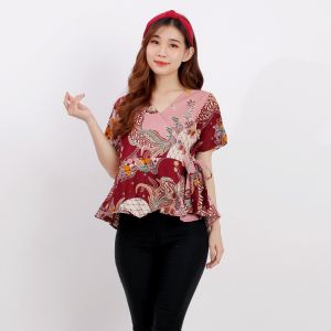 Twins88 (COD) Atasan Batik Wanita - Blus Batik Kerja 628 KP