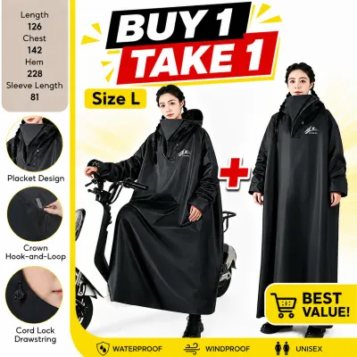 Jumbo Full‑Length Raincoat for AdultsPVC Fabric Heavy Rainproof Single Motorcycle Cycling&Hiking Raincoat