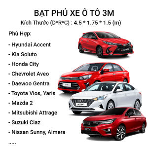 Bạt phủ xe ô tô 5 đến 7 chỗ loại dày 3 lớp che nắng mưa chống bụi bẩn