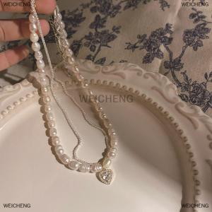 [COD] WEICHENG Fashion Korean Style Freshwater Necklace For Women Gentle Vintage Clavicle Chain Zircon Pendant Necklace Party Jewelry