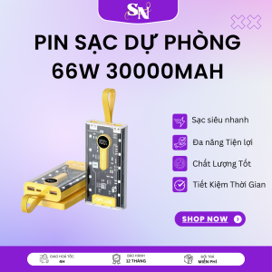 Sạc dự phòng nhanh PD 66W trong suốt DJR10 30000mAh Pin dự phòng 30.000mAh 66W DJR10 Pin Sạc Dự Phòng 30000 mAh Sạc Siêu Nhanh 66W Sạc dự phòng 30000mah 66w hàng chính hãng giao nhanh