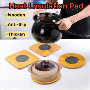 COD Wooden Heat Pad Anti-Slip Table Mat Heat Insulation Pot Holder Kitchen Kitchenware Scald-Proof Kitchen Placemats & Pot Holder