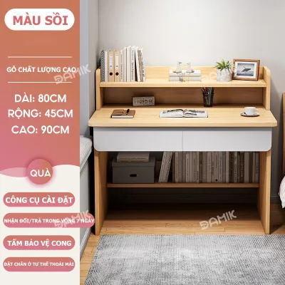 DAMIK-Bàn học liền giá sách tủ sách gia đình bàn viết và làm việc bằng gỗ hiện đại đa năng