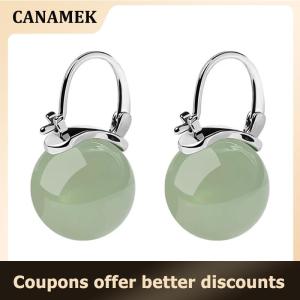 【 CANAMEK 】 Ancient Style Jade Bead Earrings Gentle Fashion Temperament Ear Buckle For Women Girls Retro Earrings Jewelry Accessories Gifts