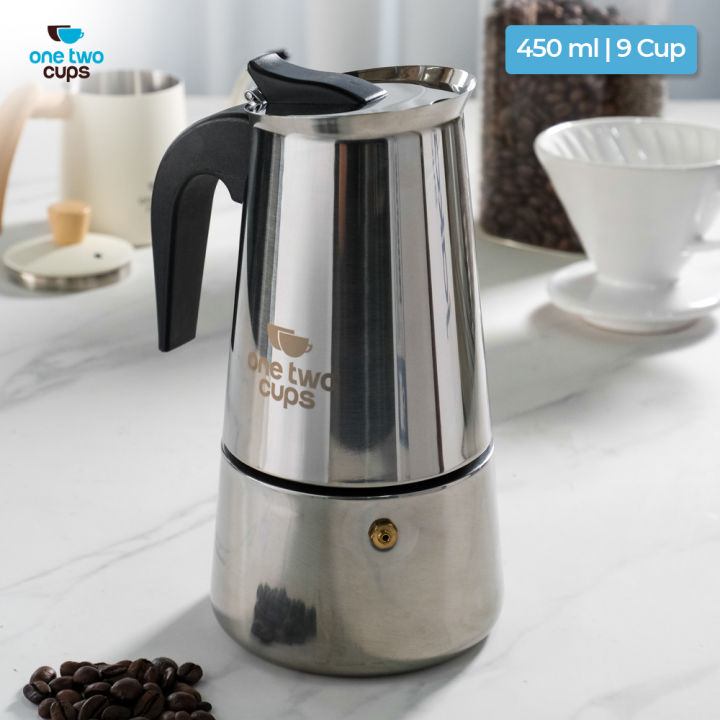 Moka Pot Espresso Coffee Maker Stovetop 9 Cup 450ml - Z20 - Silver