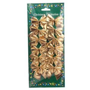 【Christmas gift Bows】 Ornaments Christmas Tree Bowknot Xmas Wreath Bow Mini Bow Satin Ribbon Bow for Xmas Tree Hanging Decoration Golden