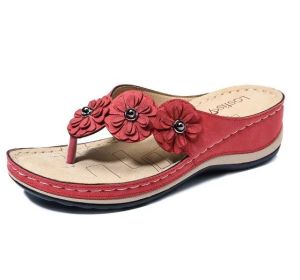 [Free Shipping] Multi-Color Handmade Vintage Floral Ultra-Comfortable Flat Flip-Flops With Round Toe For Casual WomenS Sandals