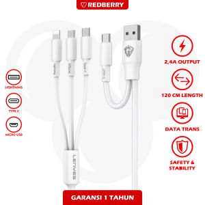 Kabel Data LENYES LC945 6in1 2.4A Lightning TypeC Micro USB anti putus universal kabel cas charger original