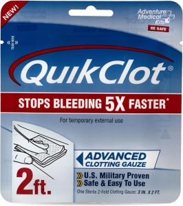 Adventure Kits QuikClot Gauze - Flexible Hemostatic Gauze for Emergency Survival or Disaster Preparedness Kits & More - Stops Bleeding Fast with Kaolin - 3" x 24"