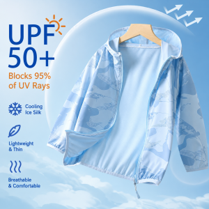 Kids UPF50+ Cooling Windbreaker Jacket Lightweight UV Protection Hooded Outerwear for Boys Girls USJ01 Boy Girl Children hoodies jackets