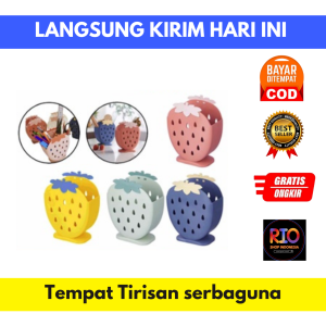 Tempat Tirisan Sendok Garpu Motif Strawberry / Tempat pensil stationary Multifungsi Serbaguna