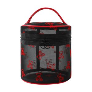 EXCES ซิป กระเป๋าเครื่องสำอางตาข่าย ความจุขนาดใหญ่ อินสตาแกรม กระเป๋าเก็บของใช้ในห้องน้ำ ง่าย หลายฟังก์ชัน กระเป๋าถือซักที่มองเห็นได้ ผู้หญิง